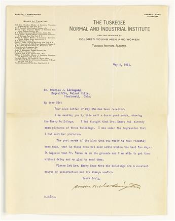 (EDUCATION.) WASHINGTON, BOOKER T. Typed Letter Signed.